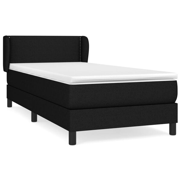 vidaXL Sommier &agrave; lattes de lit et matelas Noir 80x200 cm Tissu