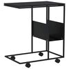 vidaXL Table d'appoint avec roues noir 55x36x63,5 cm bois d'ing&eacute;nierie