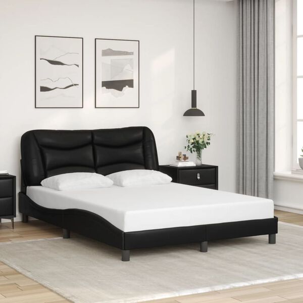 vidaXL Cadre de lit avec LED sans matelas Hvar noir 140x190 cm