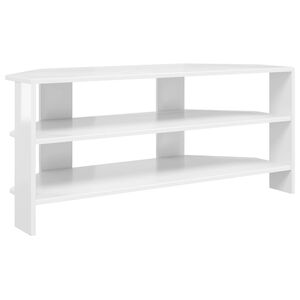 vidaXL MeubleTVd'Angle 102x40,5x45cm Blanc brillant Bois d'ing&eacute;nierie