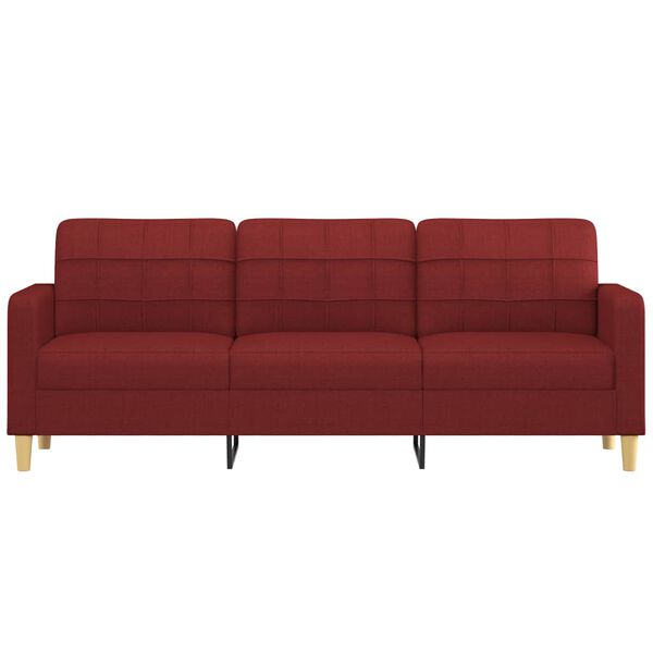 vidaXL Canap&eacute; &agrave; 3 places Rouge bordeaux 210 cm Tissu
