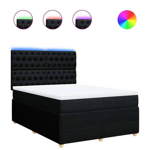 vidaXL Sommier &agrave; lattes de lit avec matelas Noir 160x200 cm Tissu