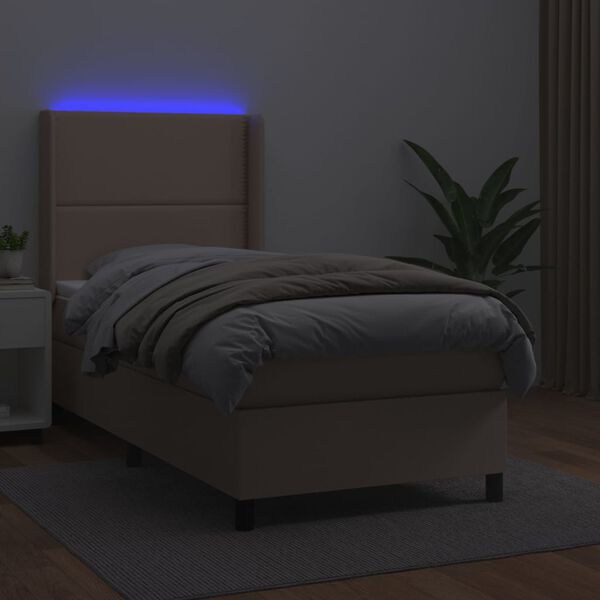 vidaXL Sommier &agrave; lattes de lit matelas LED Cappuccino 90x200cm