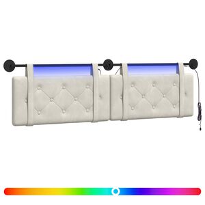 vidaXL T&ecirc;te de lit suspendue Avec lumi&egrave;re LED Cr&egrave;me Velours