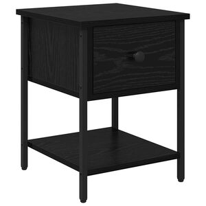 vidaXL Table de chevet Ch&ecirc;ne noir 34 x 35,5 x 45 cm Bois d'ing&eacute;nierie