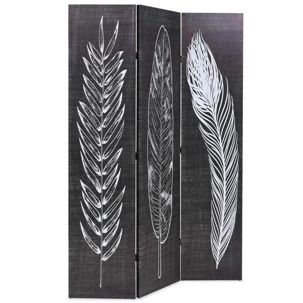 vidaXL Cloison de séparation pliable 120 x 170 cm Plumes Noir et blanc