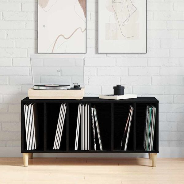 vidaXL Meuble &agrave; vinyles Ch&ecirc;ne noir 100 x 38 x 48 cm Bois d'ing&eacute;nierie