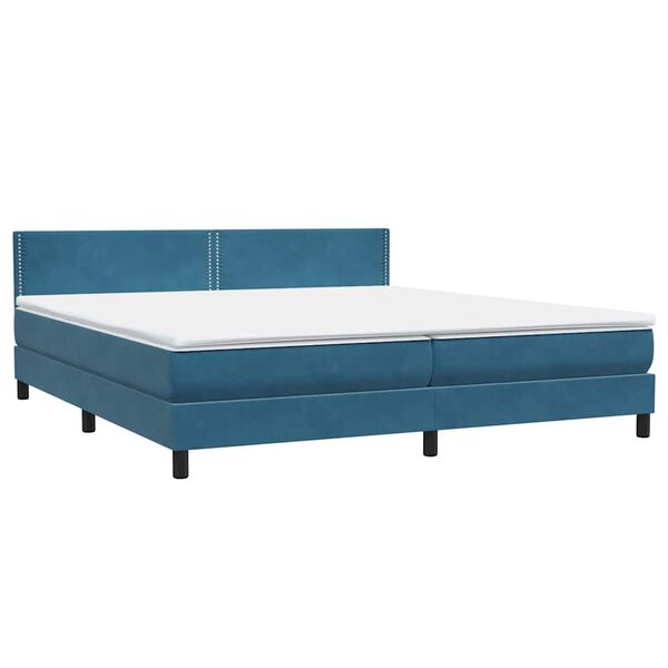 vidaXL Sommier &agrave; lattes de lit et matelas bleu fonc&eacute; 180x210cm velours