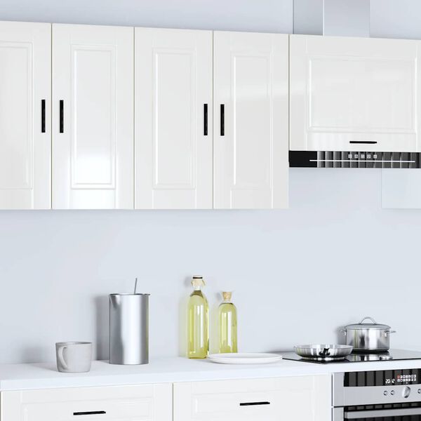 vidaXL Armoire murale de cuisine Porto blanc brillant bois ing&eacute;nierie