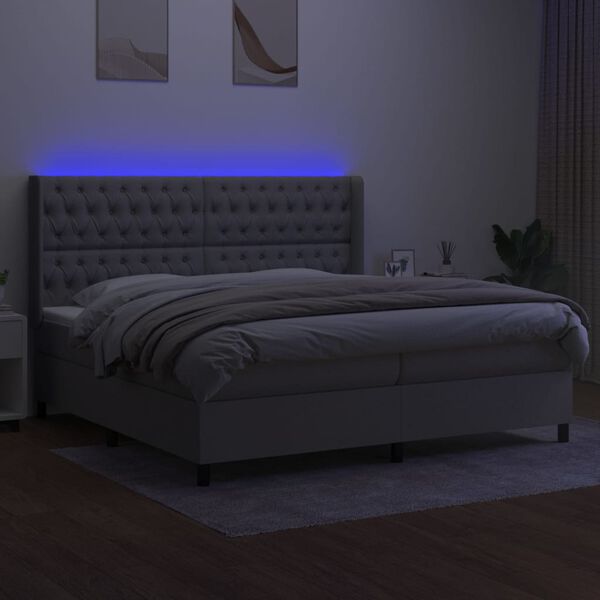 vidaXL Sommier &agrave; lattes de lit matelas LED Gris clair 200x200 cm Tissu