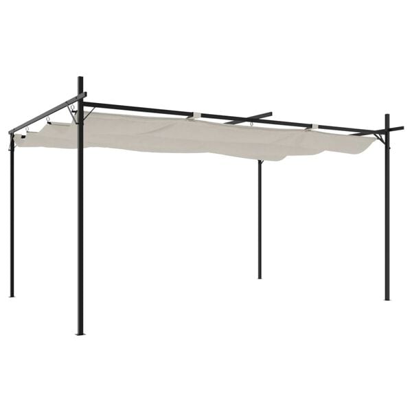 vidaXL Pergola avec toit rétractable crème 395x292x230 cm