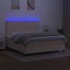 vidaXL Sommier &agrave; lattes de lit et matelas et LED Cr&egrave;me 160x200cm Tissu