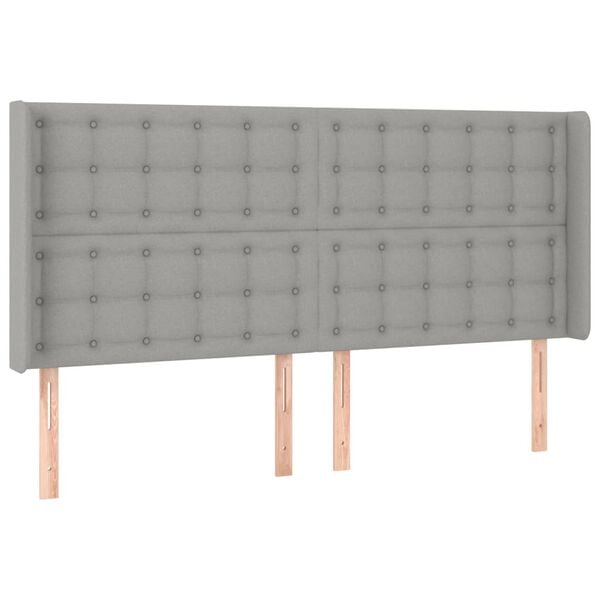 vidaXL T&ecirc;te de lit &agrave; LED Gris clair 163x16x118/128 cm Tissu