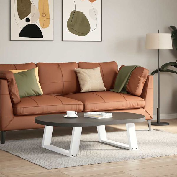 vidaXL Pieds de table basse en U 2 pi&egrave;ces Blanc 70 x (30-31) cm Acier