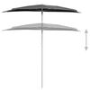 vidaXL Demi-parasol de jardin avec m&acirc;t 180x90 cm anthracite