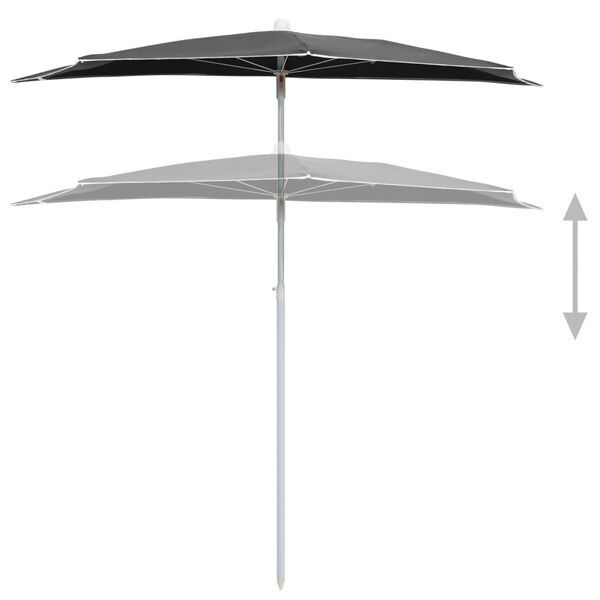 vidaXL Demi-parasol de jardin avec m&acirc;t 180x90 cm anthracite
