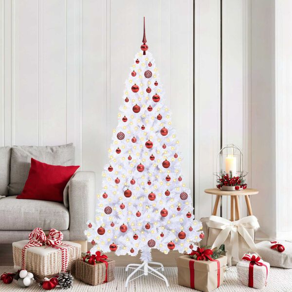 vidaXL Sapin de Noël artificiel avec 300 LED Blanc 180 cm PVC et Acier