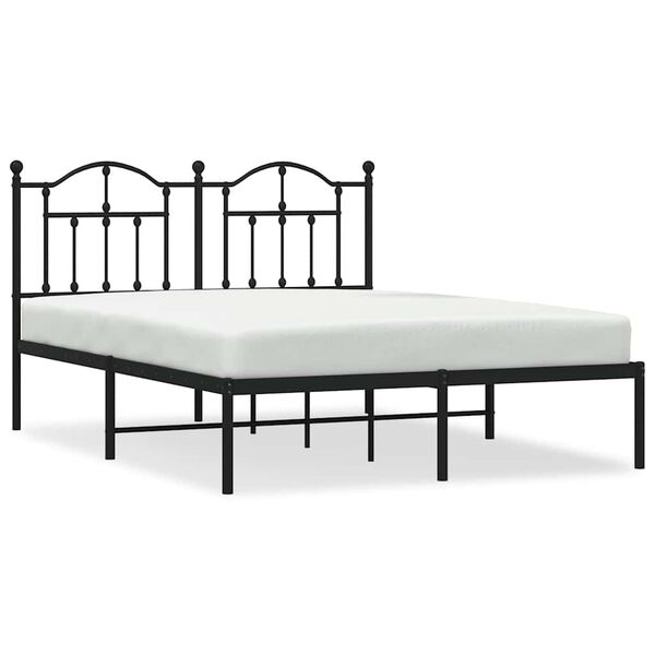 vidaXL Cadre de lit m&eacute;tal sans matelas avec t&ecirc;te de lit noir 140x200cm