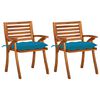 vidaXL Chaises &agrave; manger de jardin avec coussins lot de 2 Acacia massif