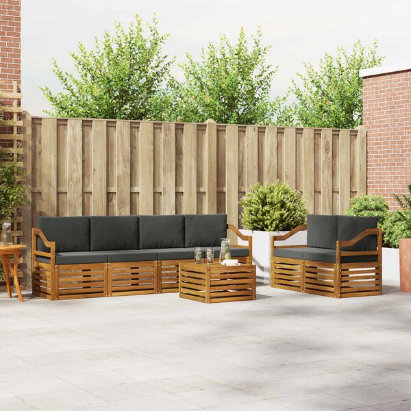 vidaXL Ensemble de canap&eacute;s d'ext&eacute;rieur 7 pcs Naturel et Anthracite