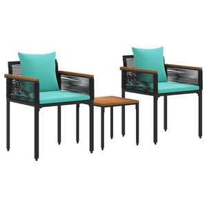 vidaXL Ensemble de meubles d'ext&eacute;rieur 3 pcs Noir et turquoise
