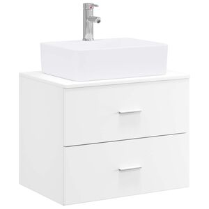 vidaXL Ensemble de mobilier de salle de bain Blanc Bois d'ing&eacute;nierie