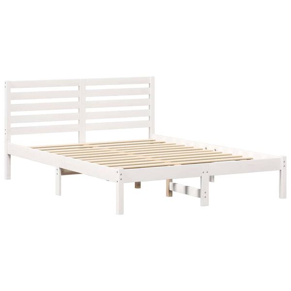 vidaXL Cadre de lit avec t&ecirc;te de lit Blanc 140 x 190 cm Pin massif
