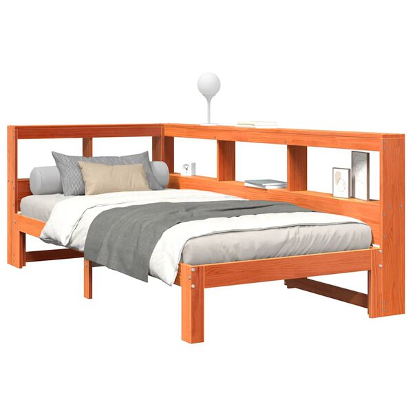 vidaXL Lit biblioth&egrave;que sans matelas cire marron 90x200 cm pin massif