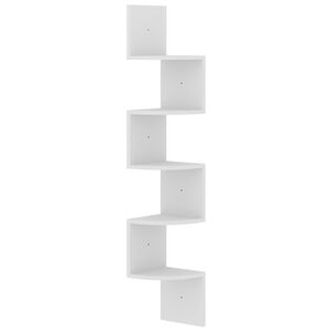 vidaXL &Eacute;tag&egrave;re d'angle murale Blanc 19x19x123 cm Bois d'ing&eacute;nierie
