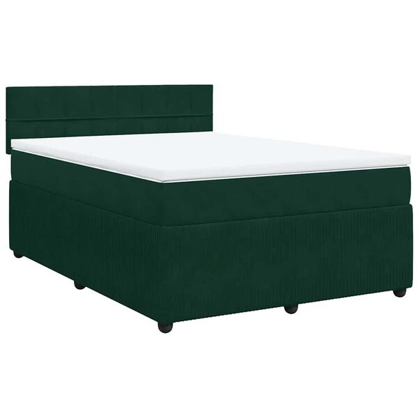 vidaXL Sommier &agrave; lattes de lit et matelas Vert fonc&eacute; 140x190cm Velours