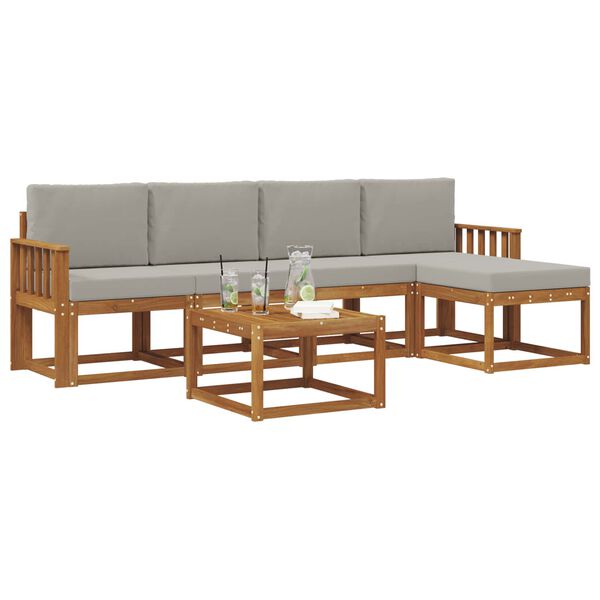 vidaXL Ensemble de canap&eacute;s d'ext&eacute;rieur 6 pcs Gris Naturel et Clair