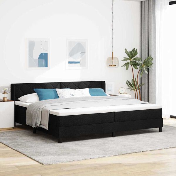 vidaXL Lit &agrave; ressorts avec matelas Noir 200 x 200 cm tissu