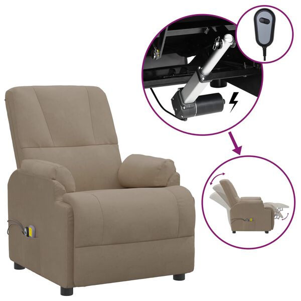 vidaXL Fauteuil de massage &eacute;lectrique Taupe Similicuir daim