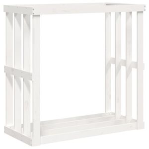 vidaXL Porte-bûches d’extérieur Blanc 108x52x106 cm Bois massif de pin