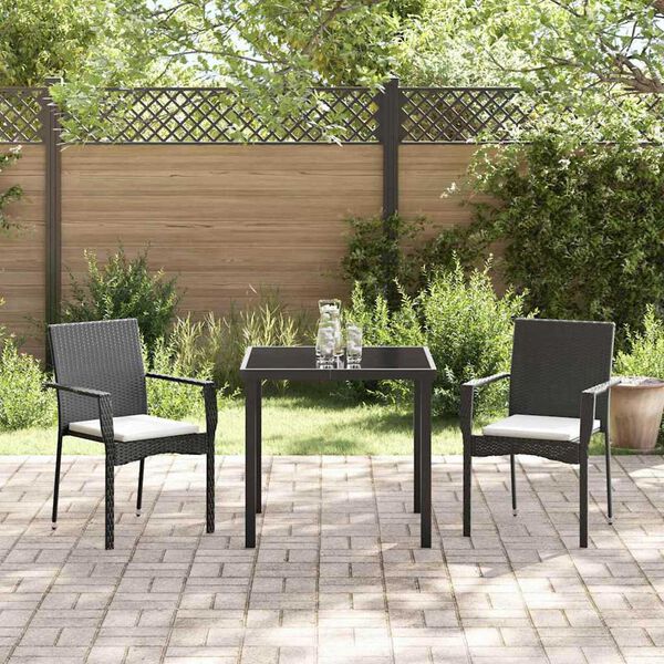 vidaXL Ensemble de salle à manger pour jardin 3 pcs Noir polyrotin