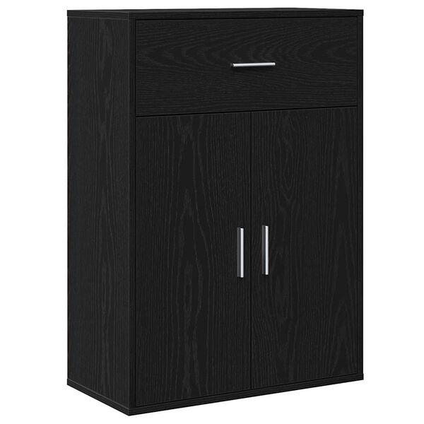 vidaXL Buffet avec tiroir Ch&ecirc;ne noir 60 x 30 x 84 cm Bois d'ing&eacute;nierie