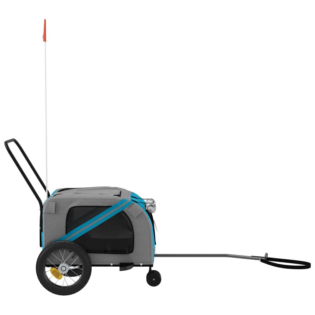 vidaXL Remorque de vélo pour animaux de compagnie bleu et noir