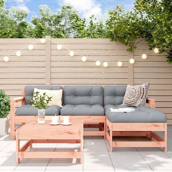 vidaXL Salon de jardin 5 pcs avec coussins bois massif douglas