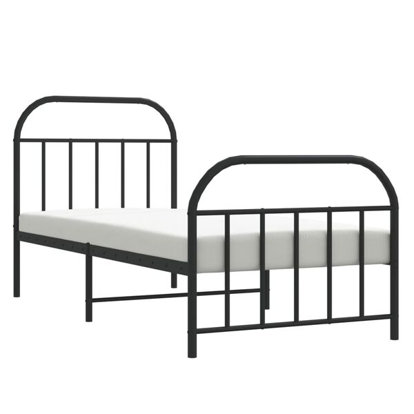 vidaXL Cadre de lit métal sans matelas avec pied de lit noir 80x200 cm