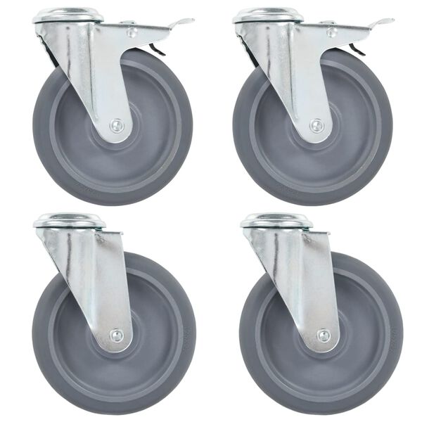 vidaXL 4 pcs Roulettes pivotantes &agrave; trou de boulon 125 mm