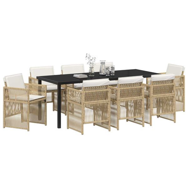 vidaXL Ensemble de salle &agrave; manger pour jardin 9 pcs Beige