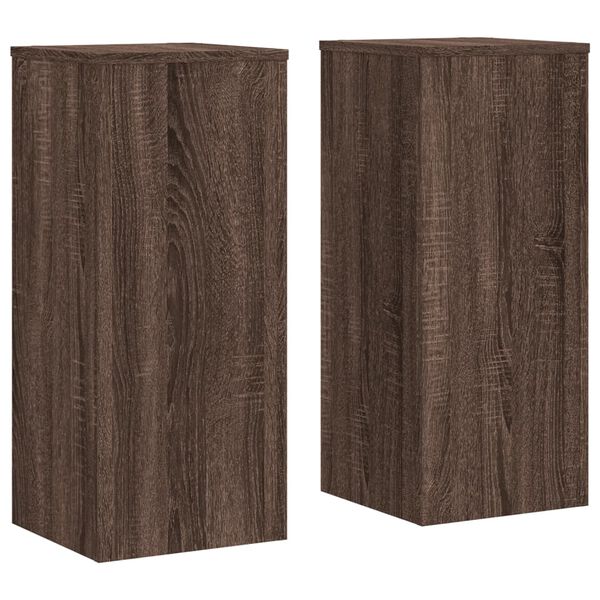 vidaXL Supports pour plantes 2 pcs ch&ecirc;ne marron bois d'ing&eacute;nierie