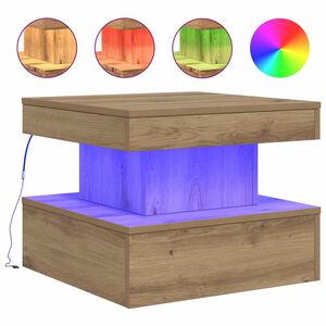 vidaXL Table basse avec lumi&egrave;res LED ch&ecirc;ne artisanal 50x50x40 cm