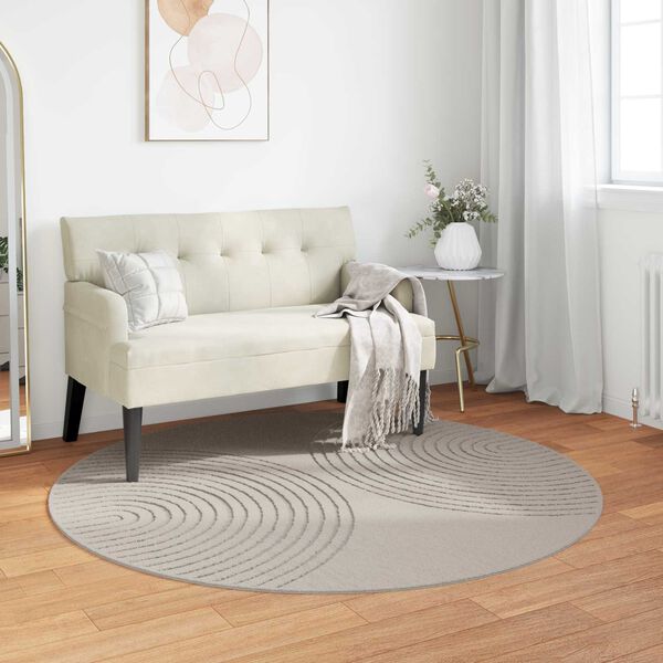 vidaXL Tapis de surface Rond Cr&egrave;me &Oslash; 120 CM