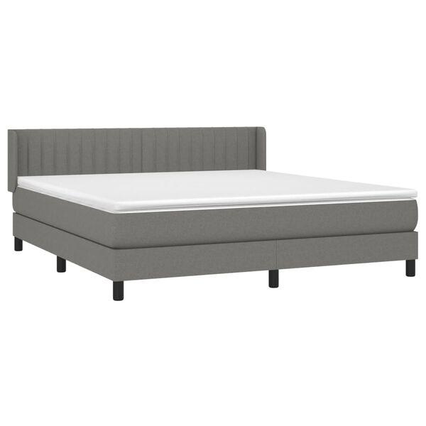 vidaXL Sommier &agrave; lattes de lit avec matelas Gris fonc&eacute; 180x200cm Tissu