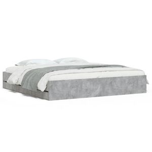 vidaXL Cadre de lit avec tiroirs sans matelas gris b&eacute;ton 200x200 cm