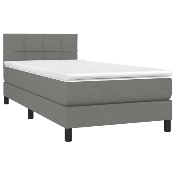 vidaXL Sommier &agrave; lattes de lit avec matelas Gris fonc&eacute; 100x200cm Tissu