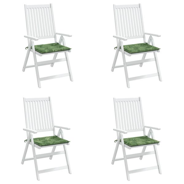 vidaXL Coussins de chaise 4 pcs Vert et blanc 50 x 50 x 4 cm