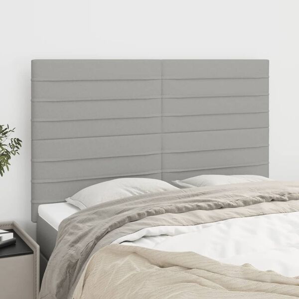 vidaXL T&ecirc;te de lit Gris clair 144 x 5 x 118/128 cm Tissu