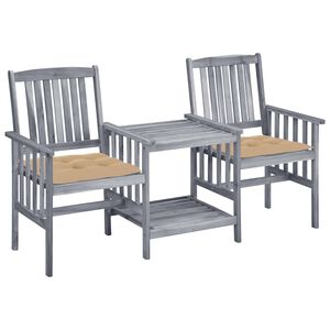 vidaXL Chaises de jardin avec table &agrave; th&eacute; et coussins Acacia solide